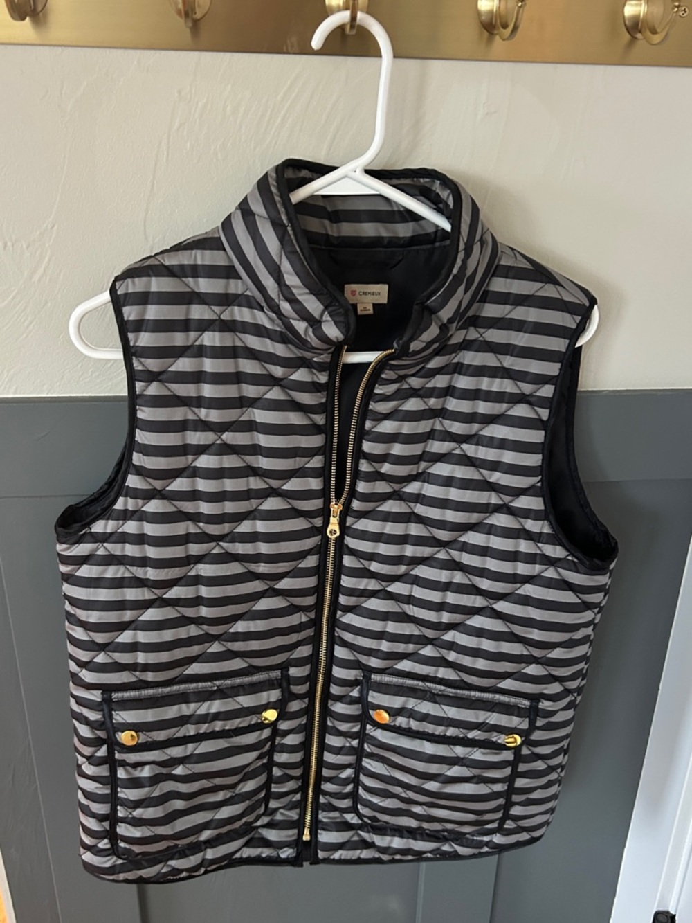 Daniel Cremieux Black and Gray Striped Quilted Vest